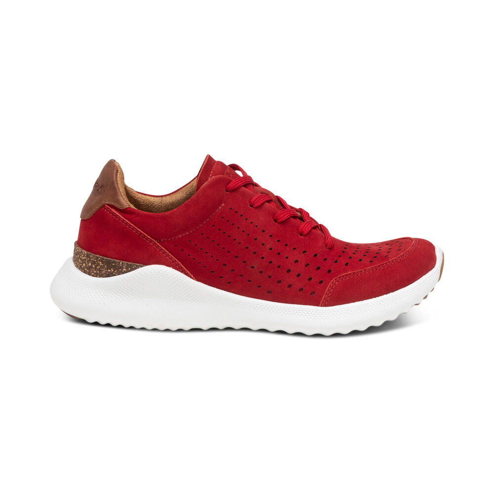 Aetrex Women's Laura Arch Support Sneakers - Red | USA VD64J6N